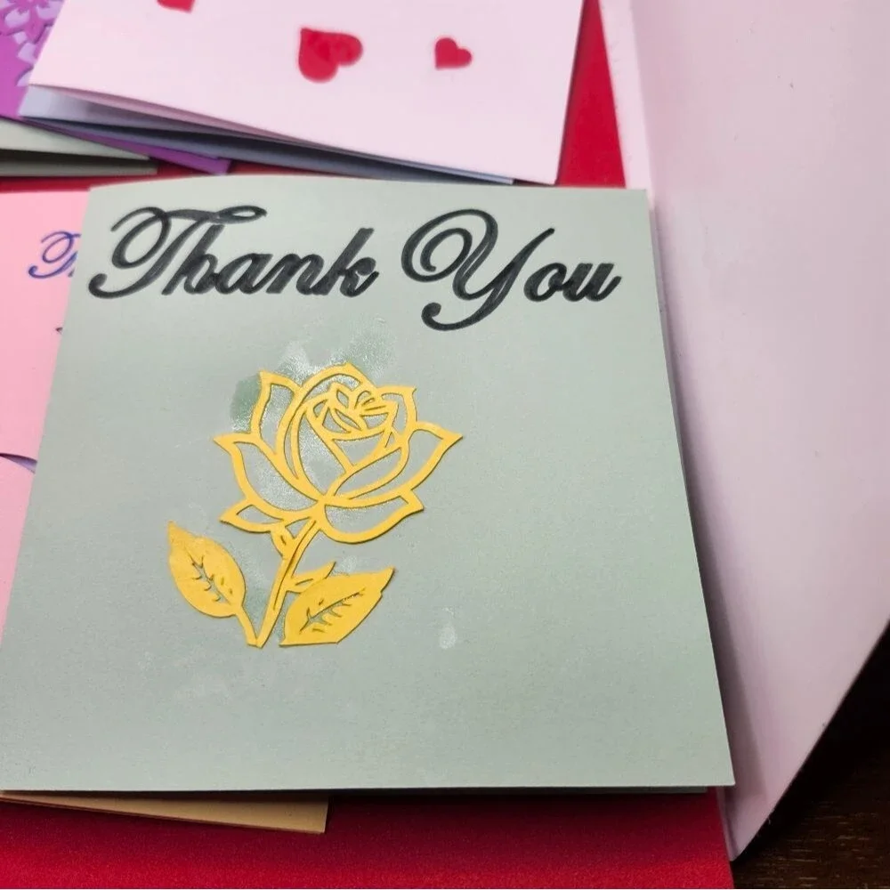 Hand Crafted Colorful Thank You Cards Set of 12